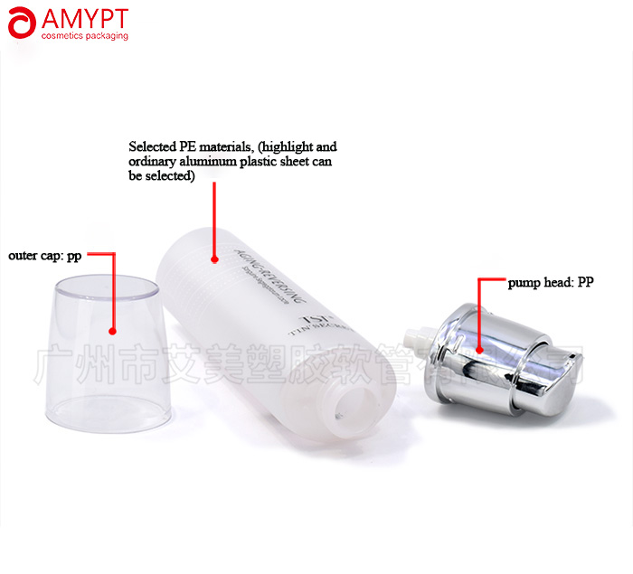 Tabung Plastik Kosmetik Bentuk Oval dengan Kepala Pompa